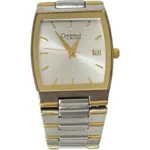 Bulova Caravelle Men's Silver Gold Tone Wristwatch With Date Water Resistant